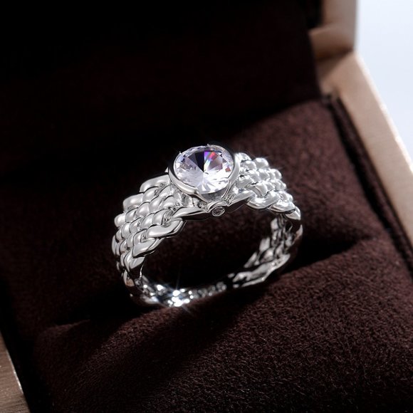 💎Refine Dainty Weave Anillos Round Zircon Rings for Women, MARR9162 - Picture 1 of 5